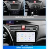 Honda Civic 8. generációs Android rádió beépítés előtte-utána