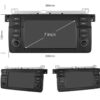 BMW E46 7 colos Android multimédiás fejegység pontos méretei: 280×120 mm, 240 mm beépítési szélességgel