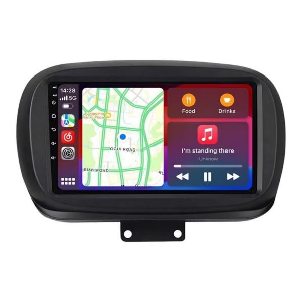Fiat 500X Android fejegység CarPlay rendszerrel – térkép és zenelejátszó funkciók egy képernyőn