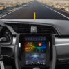 Modern Tesla stílusú Android multimédia fejegység Honda Civic 2015–2020 típushoz, digitális kijelzővel és CarPlay funkcióval.