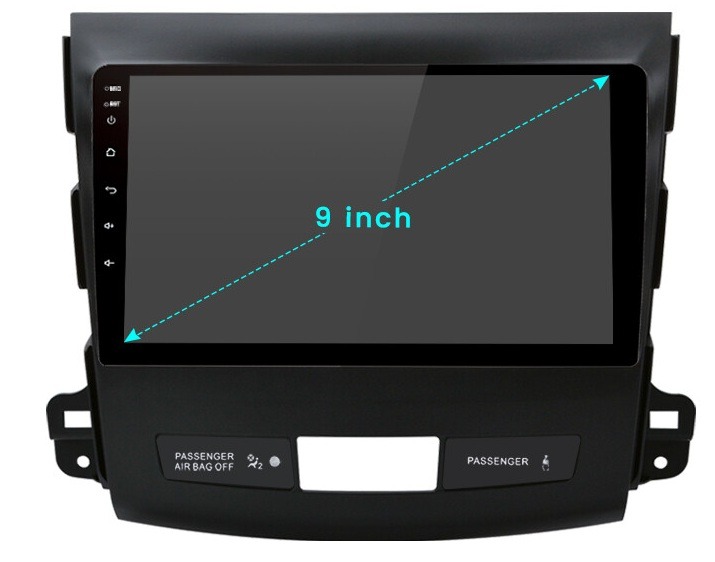 Mitsubishi Outlander 2005–2011 Android fejegység 9 colos érintőkijelzővel gyári műszerfal kialakításhoz beépítőkerettel