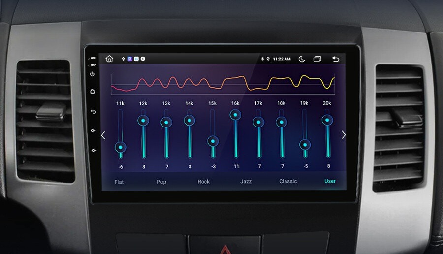 Mitsubishi Outlander 2005–2011 Android fejegység DSP hangszínszabályzó és EQ beállításokkal