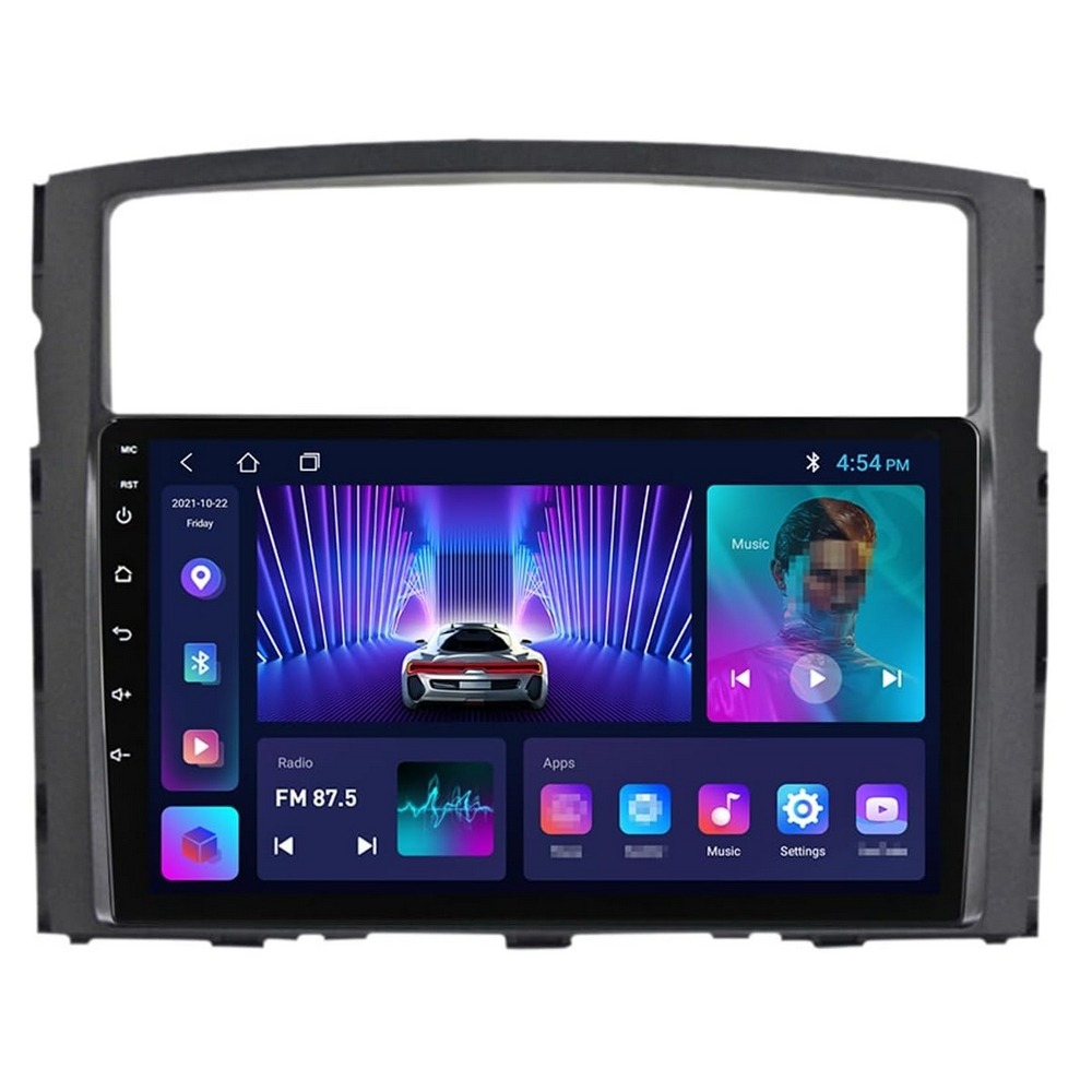 Mitsubishi Pajero 4 V80 V90 2006–2014 Android autórádió fejegység kerettel, 9 colos érintőkijelző, gyári illeszkedés