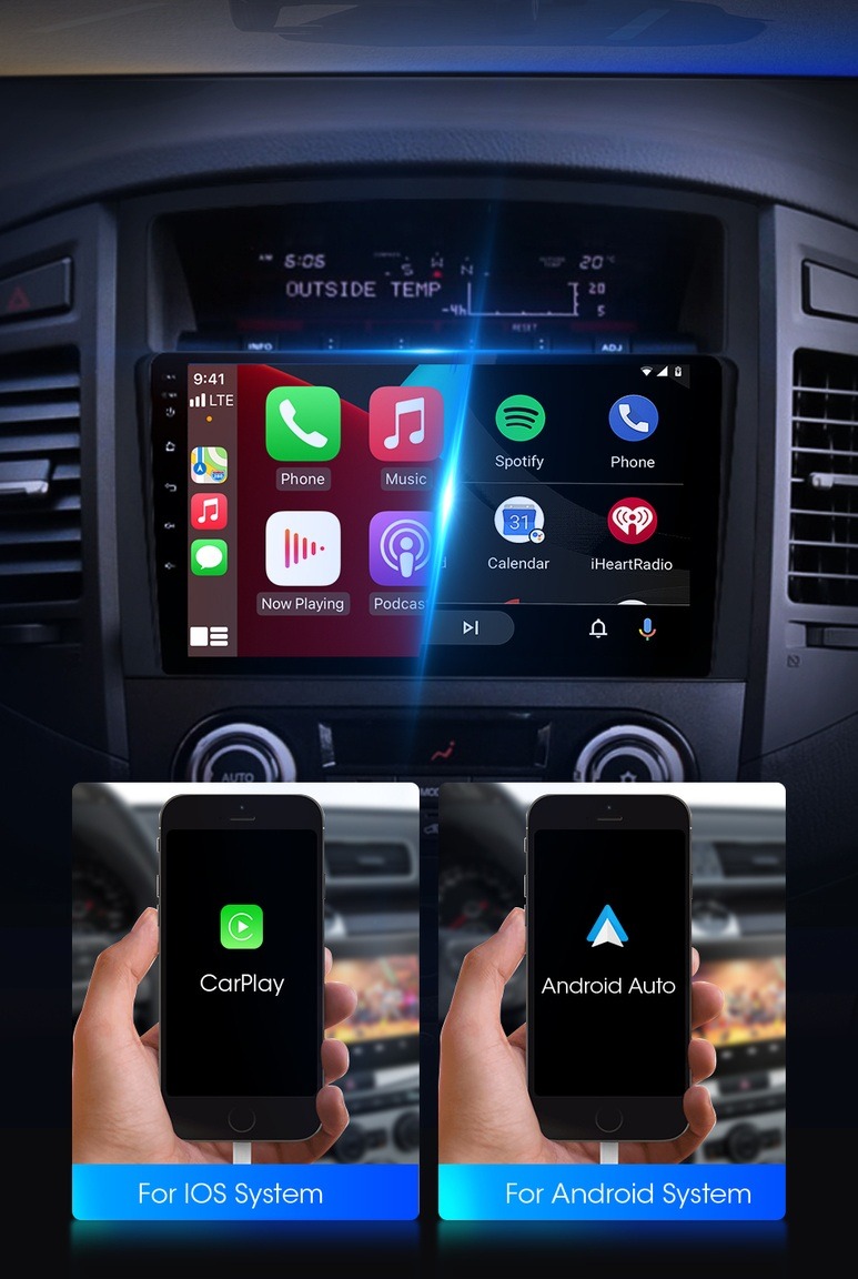 Mitsubishi Pajero 4 2006–2014 Android fejegység vezeték nélküli Apple CarPlay és Android Auto támogatással